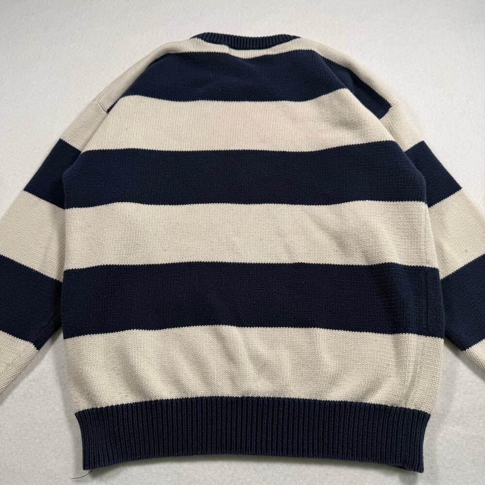 Vintage John Ashford striped oversized knit cotton crewneck sweater size large - Picture 6 of 10